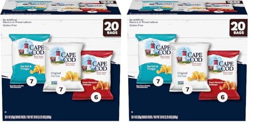 Cape Cod Potato Chips Variety Pack, 1 Oz, (Pack of 20)