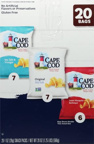 Cape Cod Potato Chips Variety Pack, 1 Oz, (Pack of 20)