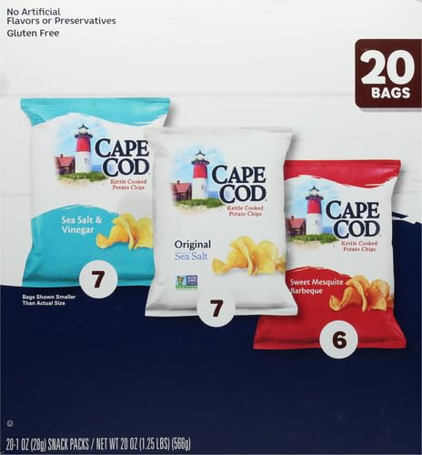 Cape Cod Potato Chips Variety Pack, 1 Oz, (Pack of 20)