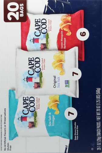 Cape Cod Potato Chips Variety Pack, 1 Oz, (Pack of 20)