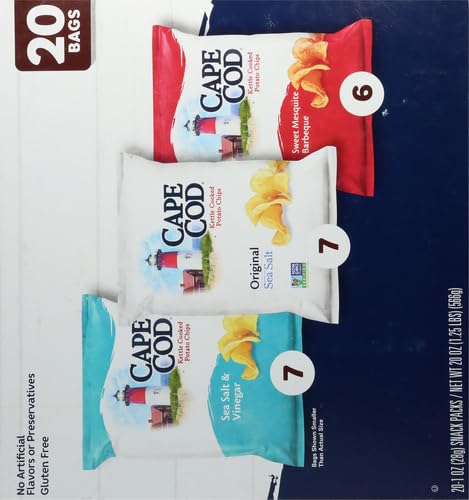 Cape Cod Potato Chips Variety Pack, 1 Oz, (Pack of 20)