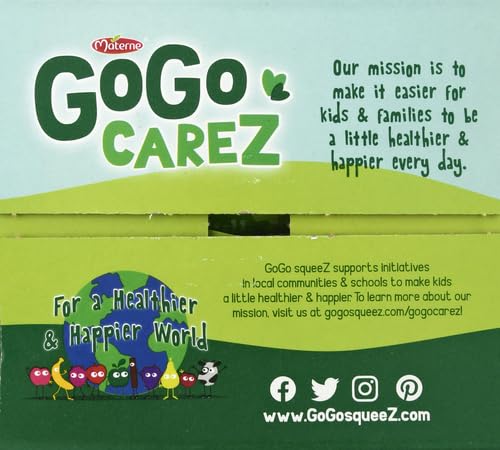 GoGo squeeZ Fruit on the Go Variety Pack, Apple, Banana & Strawberry, 3.2 oz (Pack of 20), Unsweetened Snacks for Kids, Gluten Free, Nut and Dairy Free, Recloseable Cap, BPA Free Pouches