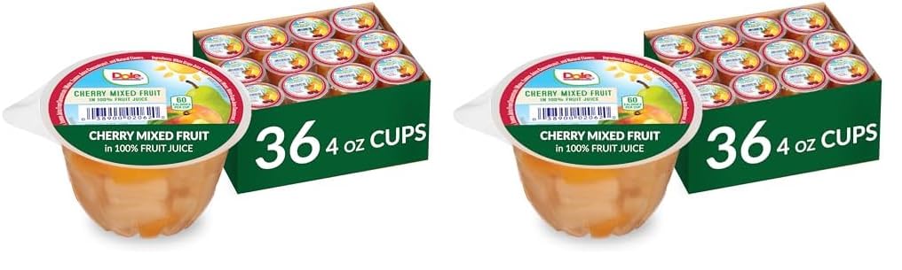 Dole Fruit Bowls No Sugar Added Variety Pack Snacks, Peaches, Mandarin Oranges & Cherry Mixed Fruit, 4oz 12 Cups, Gluten & Dairy Free, Bulk Lunch Snacks for Kids & Adults