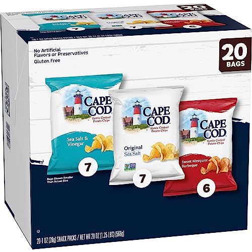 Cape Cod Potato Chips Variety Pack, 1 Oz, (Pack of 20)
