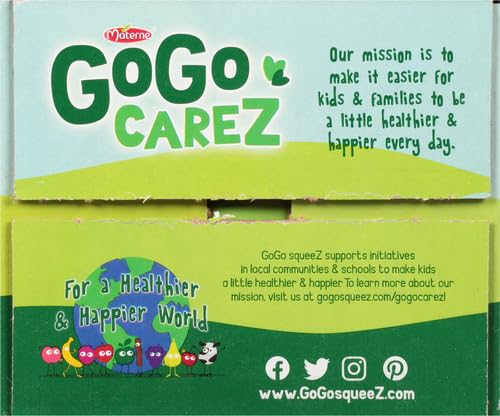 GoGo squeeZ Fruit on the Go Variety Pack, Apple, Banana & Strawberry, 3.2 oz (Pack of 20), Unsweetened Snacks for Kids, Gluten Free, Nut and Dairy Free, Recloseable Cap, BPA Free Pouches