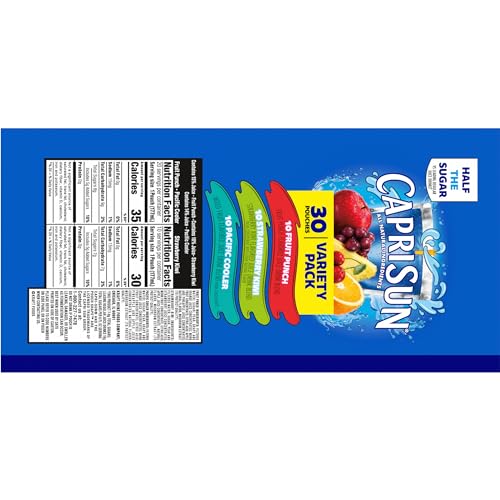 Capri Sun Fruit Punch, Strawberry Kiwi and Pacific Cooler Flavored Juice Drink Blend Variety Pack, 30 ct Box, 6 fl oz Pouches