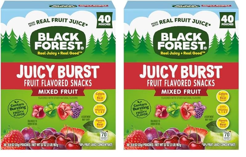 Black Forest, Juicy Burst, Fruit Flavored Snacks, Berry Medley Flavors, A Juicy Burst of Natural Flavors, Made with Real Fruit Juice, Halloween Treats Variety Pack Trick-or-Treat Assortment, 0.8 oz 40 ct