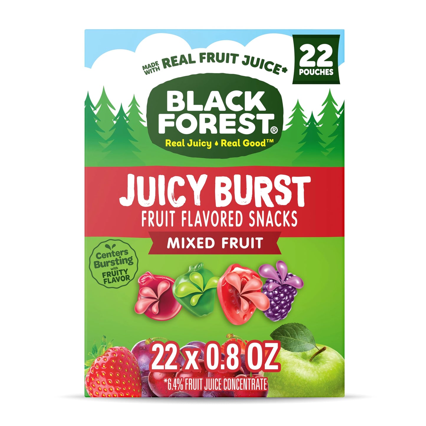 Black Forest, Juicy Burst, Fruit Flavored Snacks, Berry Medley Flavors, A Juicy Burst of Natural Flavors, Made with Real Fruit Juice, Halloween Treats Variety Pack Trick-or-Treat Assortment, 0.8 oz 40 ct