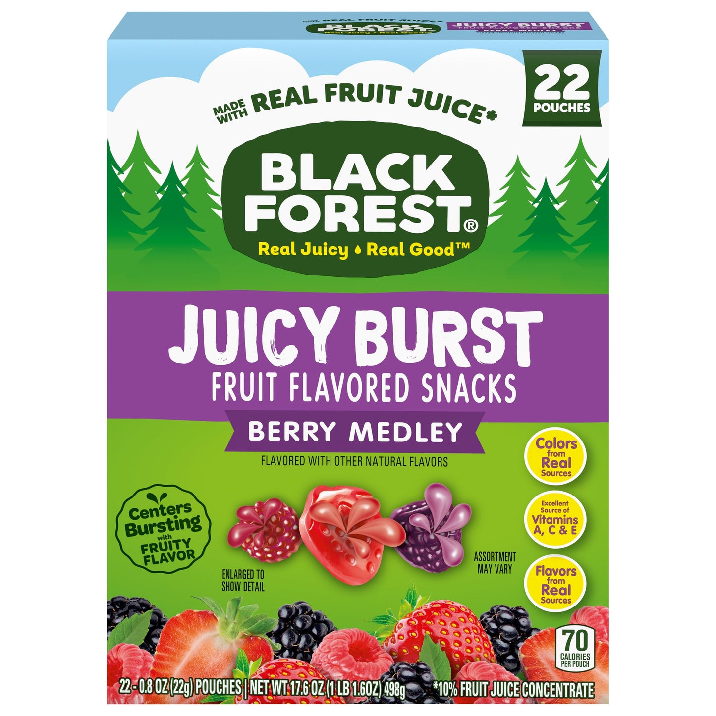 Black Forest, Juicy Burst, Fruit Flavored Snacks, Berry Medley Flavors, A Juicy Burst of Natural Flavors, Made with Real Fruit Juice, Halloween Treats Variety Pack Trick-or-Treat Assortment, 0.8 oz 40 ct