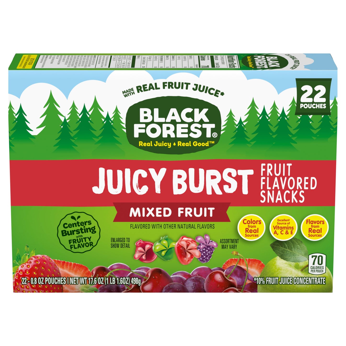 Black Forest, Juicy Burst, Fruit Flavored Snacks, Berry Medley Flavors, A Juicy Burst of Natural Flavors, Made with Real Fruit Juice, Halloween Treats Variety Pack Trick-or-Treat Assortment, 0.8 oz 40 ct