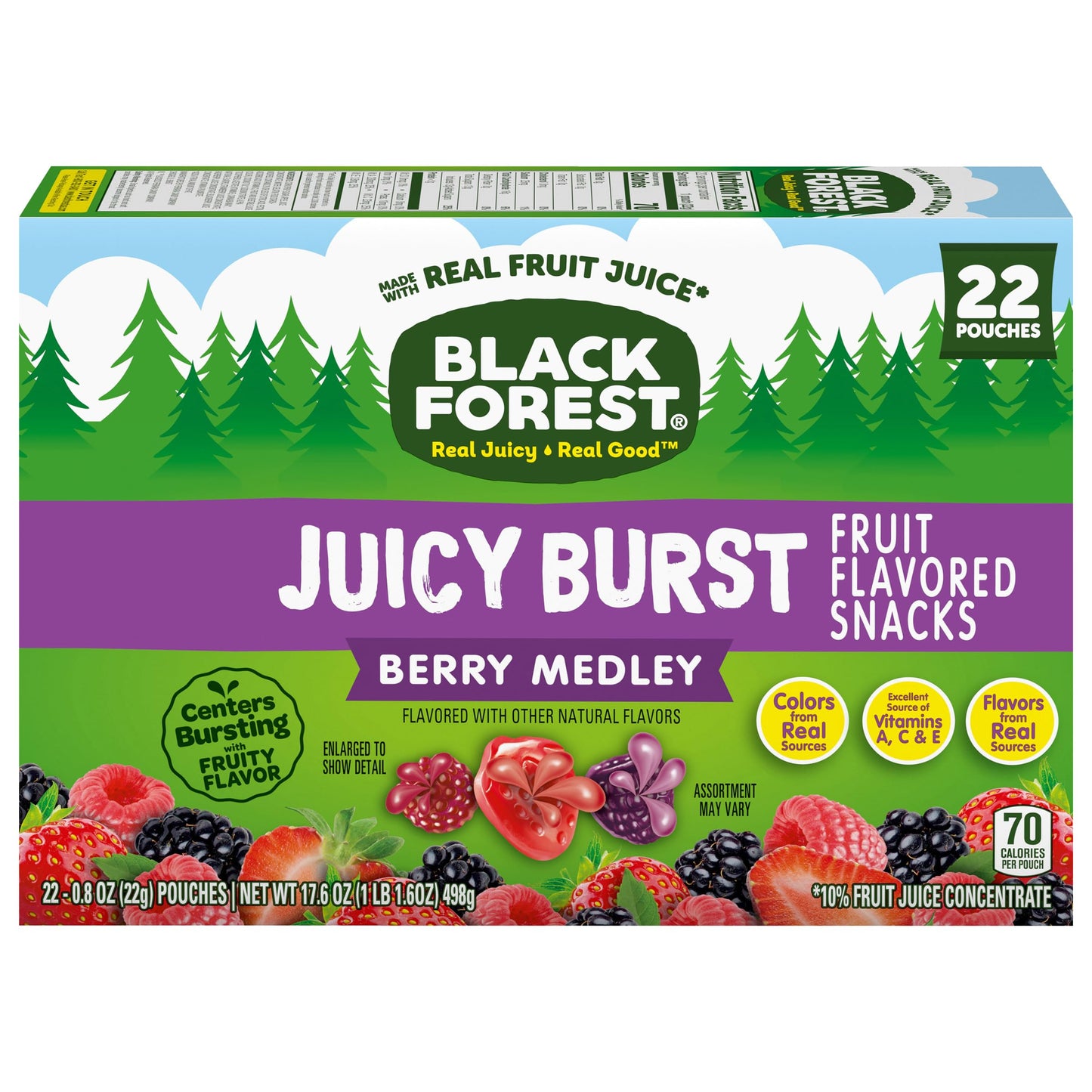 Black Forest, Juicy Burst, Fruit Flavored Snacks, Berry Medley Flavors, A Juicy Burst of Natural Flavors, Made with Real Fruit Juice, Halloween Treats Variety Pack Trick-or-Treat Assortment, 0.8 oz 40 ct