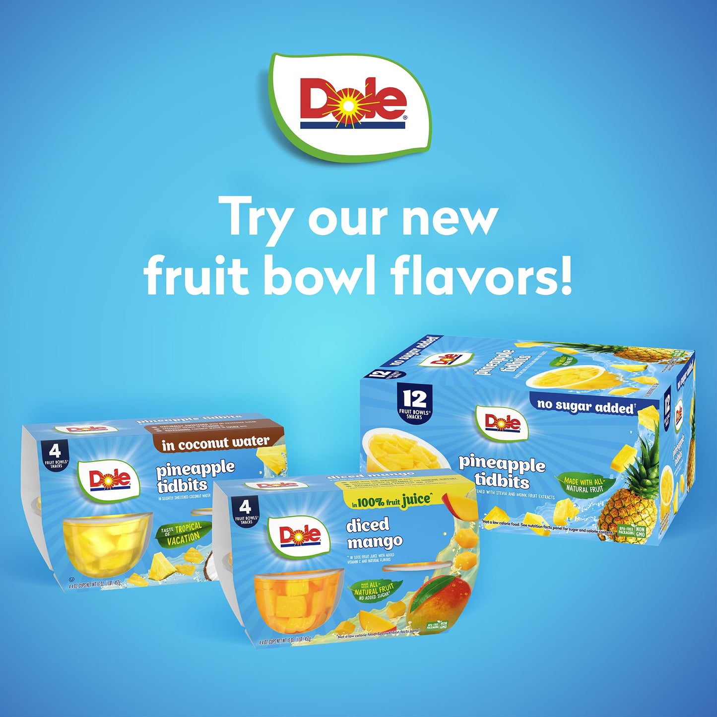 Dole Fruit Bowls No Sugar Added Variety Pack Snacks, Peaches, Mandarin Oranges & Cherry Mixed Fruit, 4oz 12 Cups, Gluten & Dairy Free, Bulk Lunch Snacks for Kids & Adults
