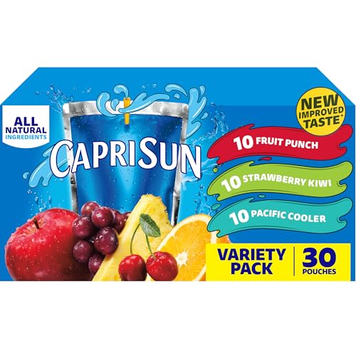 Capri Sun Fruit Punch, Strawberry Kiwi and Pacific Cooler Flavored Juice Drink Blend Variety Pack, 30 ct Box, 6 fl oz Pouches