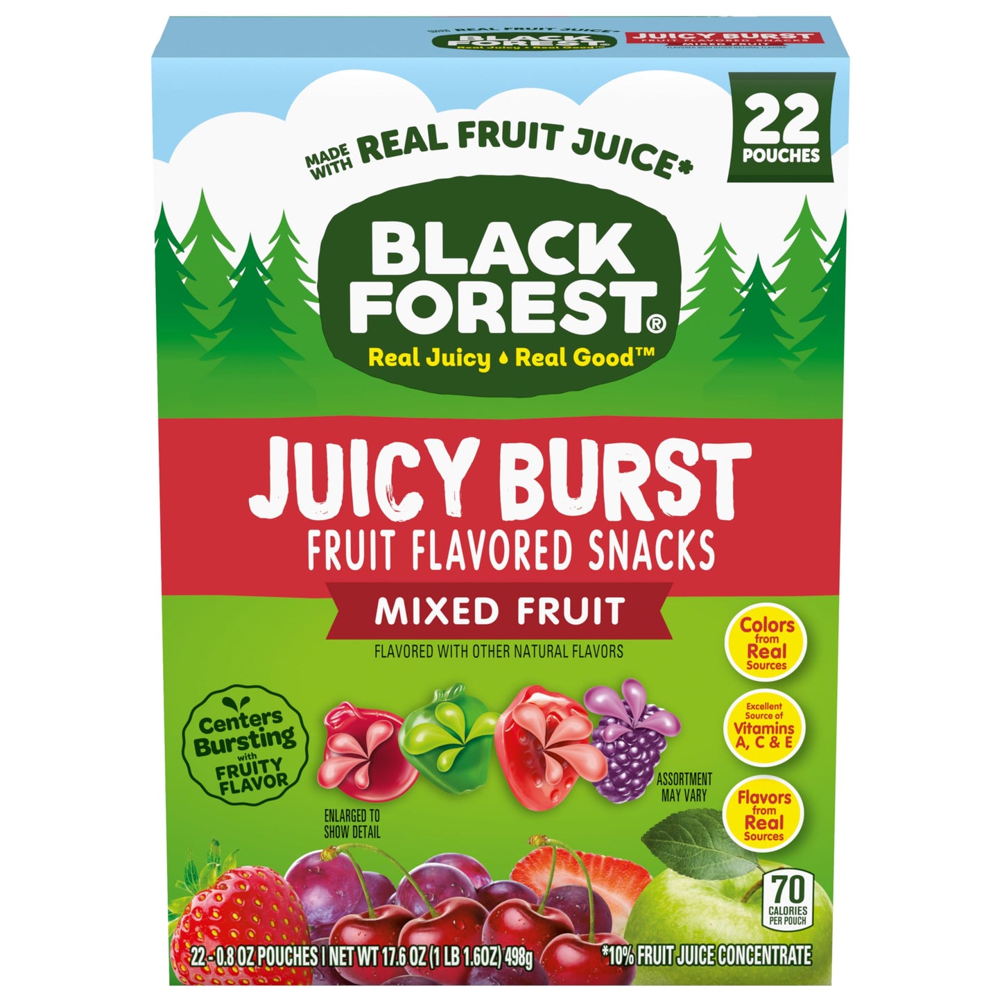 Black Forest, Juicy Burst, Fruit Flavored Snacks, Berry Medley Flavors, A Juicy Burst of Natural Flavors, Made with Real Fruit Juice, Halloween Treats Variety Pack Trick-or-Treat Assortment, 0.8 oz 40 ct