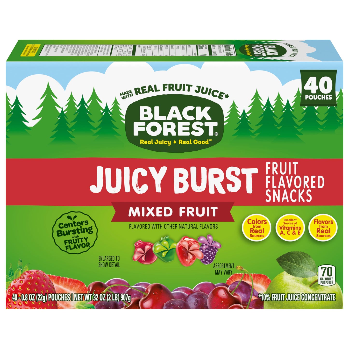 Black Forest, Juicy Burst, Fruit Flavored Snacks, Berry Medley Flavors, A Juicy Burst of Natural Flavors, Made with Real Fruit Juice, Halloween Treats Variety Pack Trick-or-Treat Assortment, 0.8 oz 40 ct