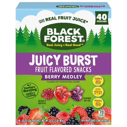 Black Forest, Juicy Burst, Fruit Flavored Snacks, Berry Medley Flavors, A Juicy Burst of Natural Flavors, Made with Real Fruit Juice, Halloween Treats Variety Pack Trick-or-Treat Assortment, 0.8 oz 40 ct